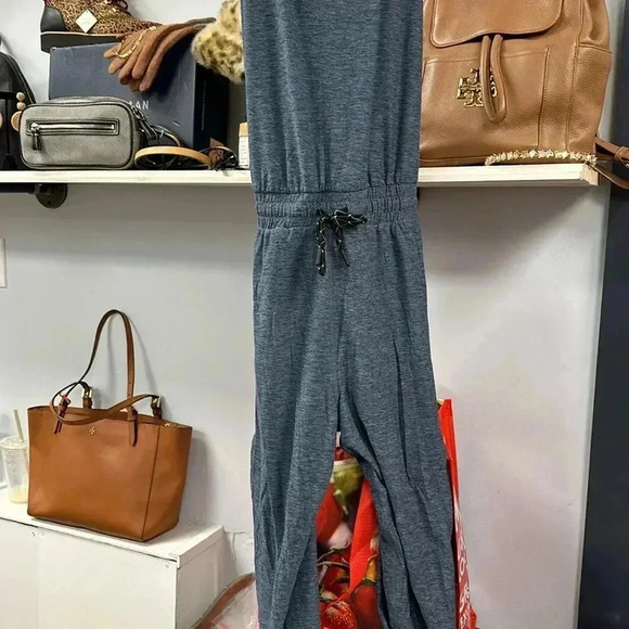 We Wander Women’s Weflex Sybelle Blue Stretch Jumpsuit racerback size medium - Picture 3 of 7